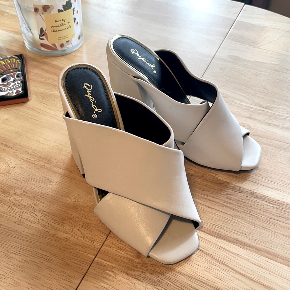 Qupid White Backless Platform slip on